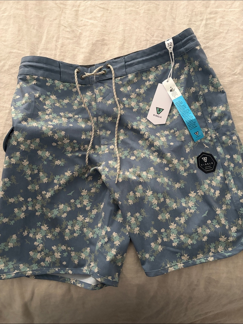 VISSLA Light Blue Floral Board Shorts